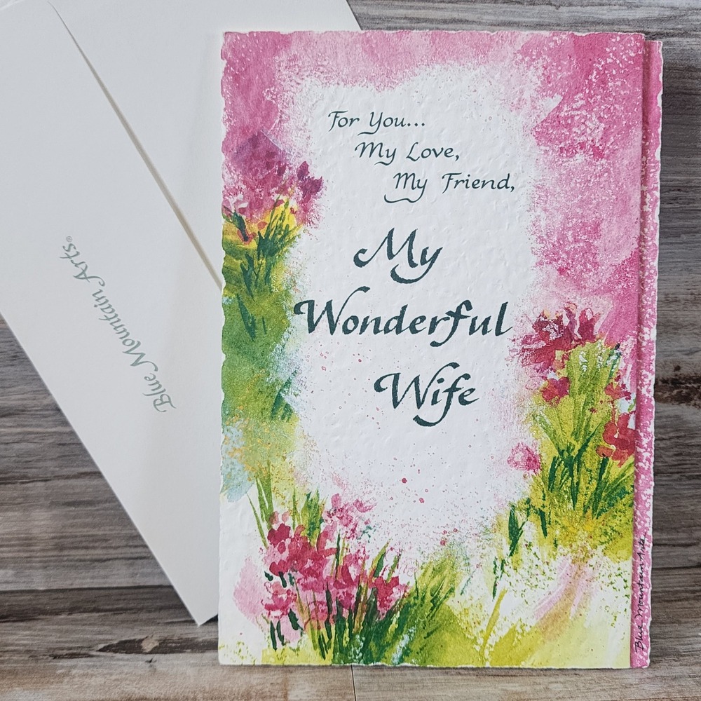 Blue Mountain Arts Wife Greeting Card Watercolor Floral B Cage Poem Paper